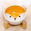 Ceramic Dog Bowl Raised Round Dog Cat Bowl No Spill Pet Dish for Food Water Feeding Cute Cartoon Printed Pet Dog Elevated Dish