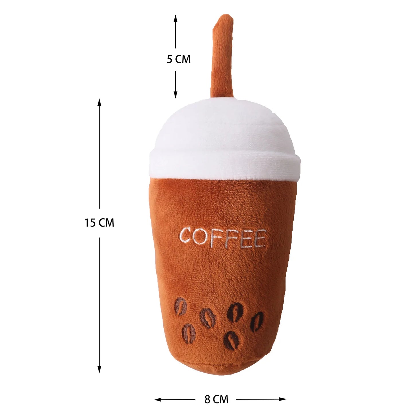Dog Plush Toy Dog Beverage Coffee Series Plush Filled Coffee Cup Pet Toys Squeak Puppy Toys Fleece Squeak Toys