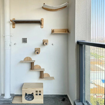 Cat Wall Mounted Climbing Shelves Cat Hammocks Durable Scratching Post For Cats & Kitten Cat Bowl Cat Cute Steps Easy-to-clean