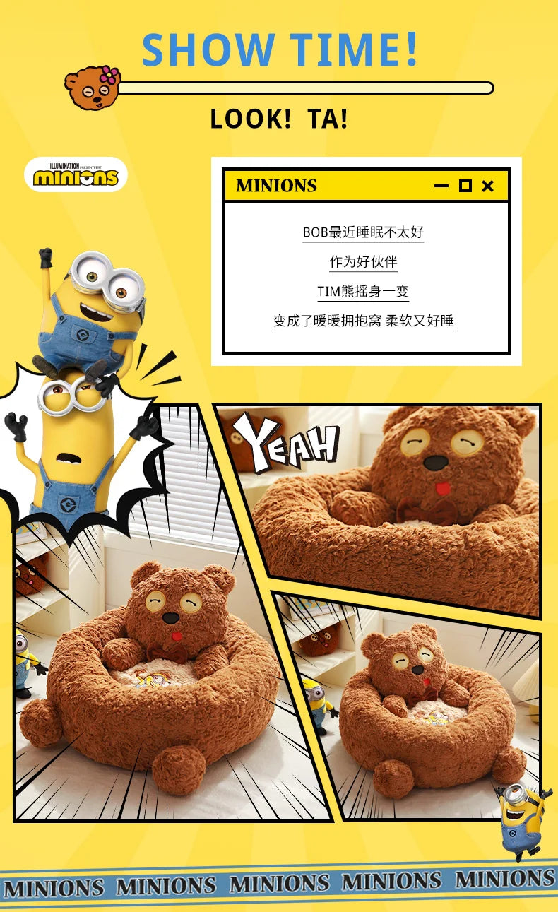 Minions joint series TIM bear pet litter cat litter winter warm kennel small dog teddy pet supplies