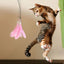 Cat Feather Wand Toy Cat Fishing Pole Toy Cat Teaser Stick With Detachable Feather Suction Cup Toy For Cats Exercise And