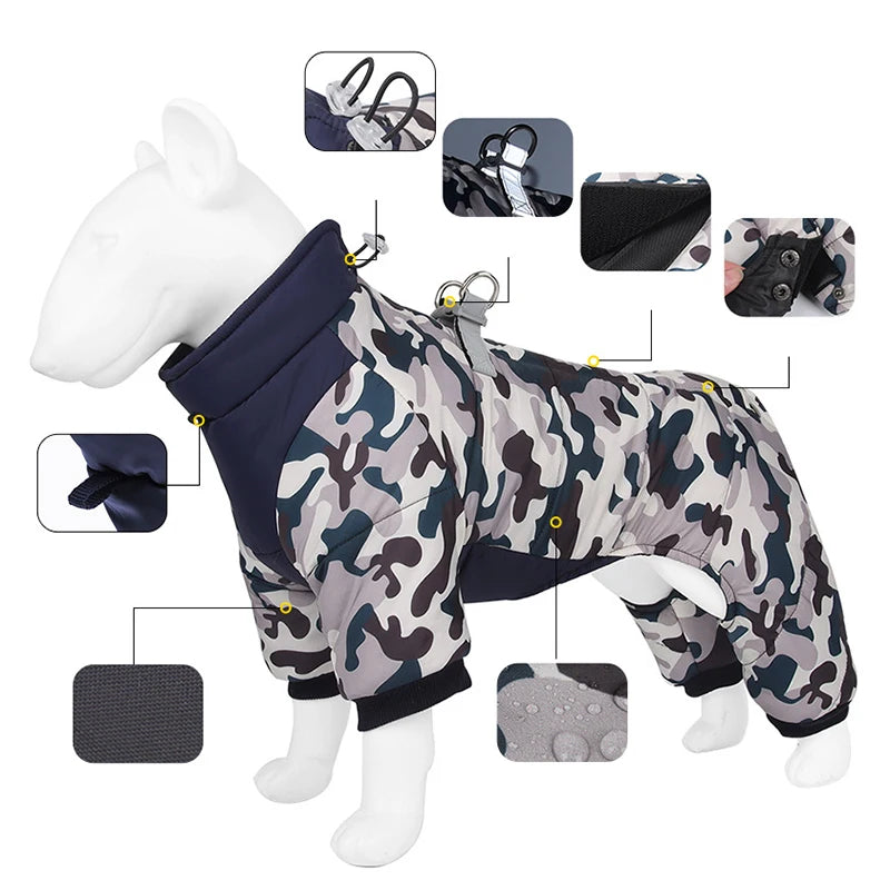 Camouflage Dog Jumpsuit Overalls for Small Medium Dogs Winter Padded Pet Rompers Waterproof Chihuahua Poodle mascotas Clothes