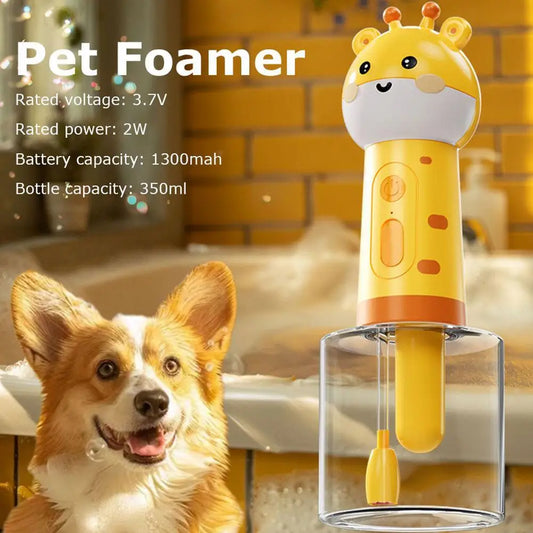 Cute Giraffe Dog Shower Gel Electric Foaming Machine IPX6 Waterproof Fully Automatic Soap Dispenser USB Charging Dog Bathing Hel