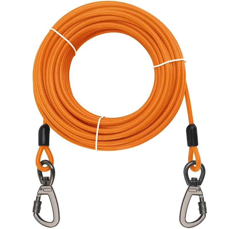 Double-headed Dog Tie Out Cable Leash, Long Steel Wire Rope, Outdoor Dogs Straps, Adjustable Running Rope Supplies