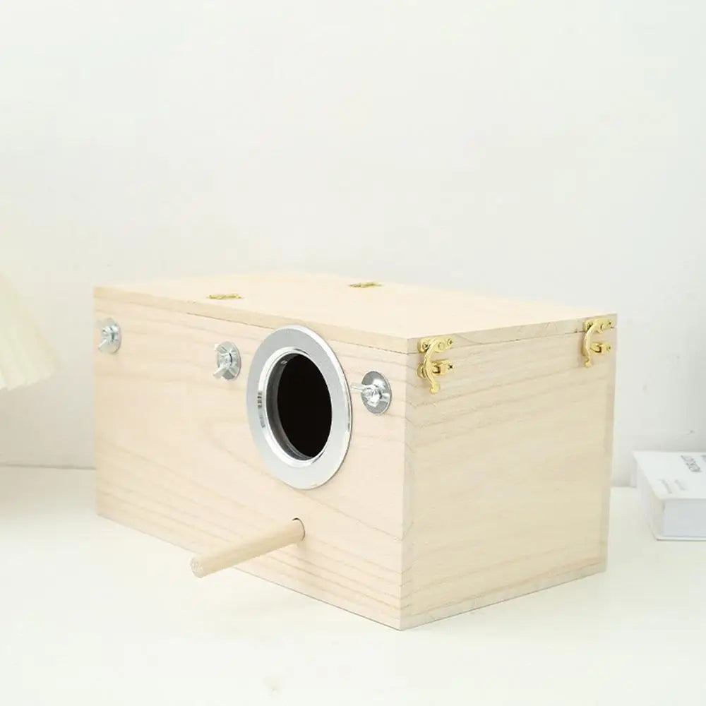 Parakeet Nest Box Wood Parrot Breeding Nest Cage House Nesting Boxes For Birds With Perch Stand Bird Cage Mating Box