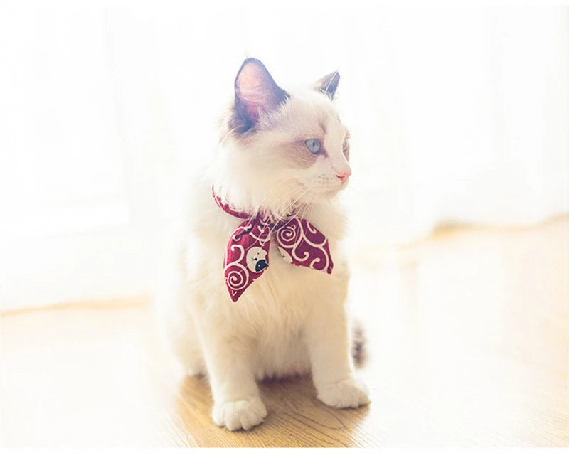Japanese Fashion Pet Dog Accessories Bunny Ears Adjustable Neck Wear Handmade York Dog Necklaces Fancy All Season Collar for Cat