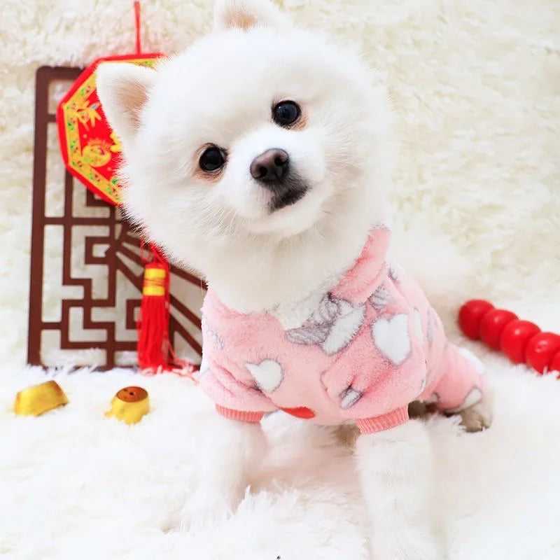pawstrip Small Dog Clothes Warm Winter Pet Dog Jumpsuit Puppy Fleece Hoodie Chihuahua Small Medium Dog Warm Outfit Kitten Jacket