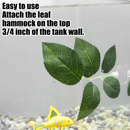 UXCELL 2/4 Pcs Aquarium Artificial Plastic Plants Betta Fish Leaf Pad with Suction Cup Betta Bed Leaf Hammock Resting Hide Decor