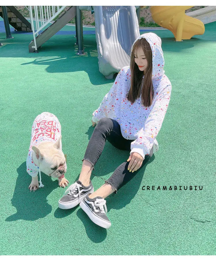 Dog Hoodie Dog Costume Pet Clothes Dog Clothes for Small Dogs Spring and Autumn Parent-child Wear Keep Warm Embroidery