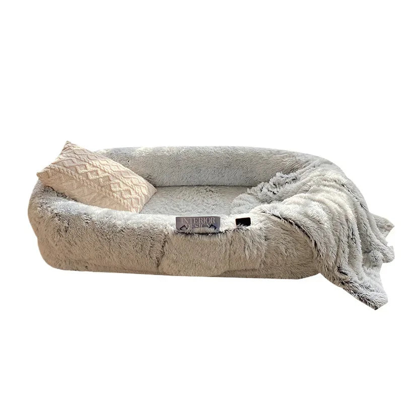 Cross-border explosion human kennel plush human dogbed winter warm sponge dog pad giant dog bed