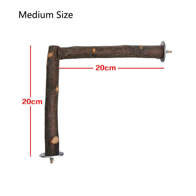 Natural Wood Pet Parrot Raw Wood Fork Tree Branch Stand Rack Squirrel Bird Hamster Branch Perches Chew Bite Toys Stick