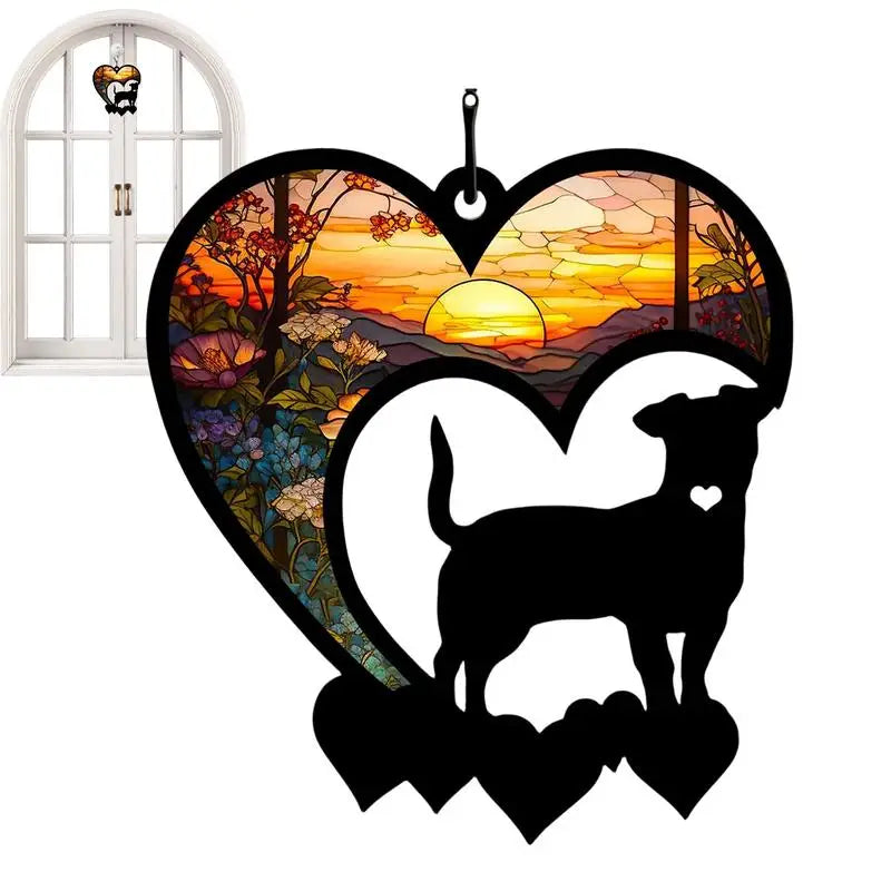 Dog Memorial Sun Catcher Pet Loss Sympathy Gift for Dog Lovers Dog Memorial Sun Catcher for Home Garden Wall Window Bereavement