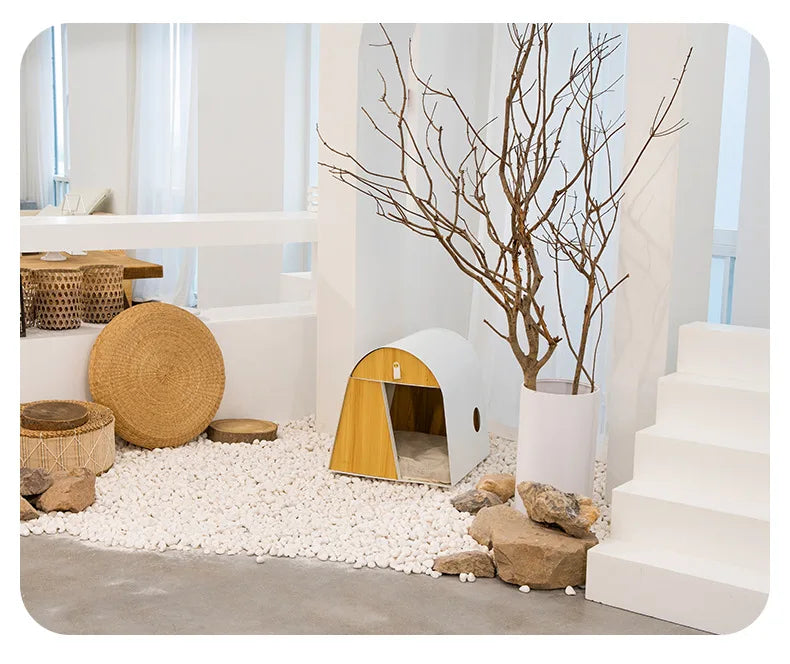 Iron Kennel Cat Litter Solid Wood Internet Celebrity Cat Villa Pet Wooden House Dog House Cat