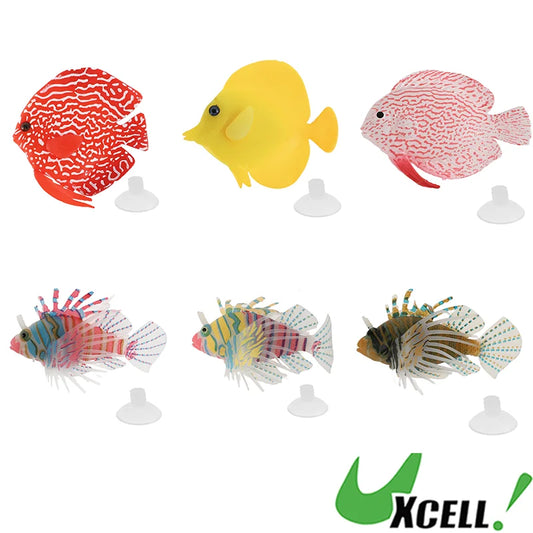 UXCELL Artificial Glowing Fish Luminous Fake Lionfish Aquarium Artificial Silicone Ornament Floating Fish Tank Decoration