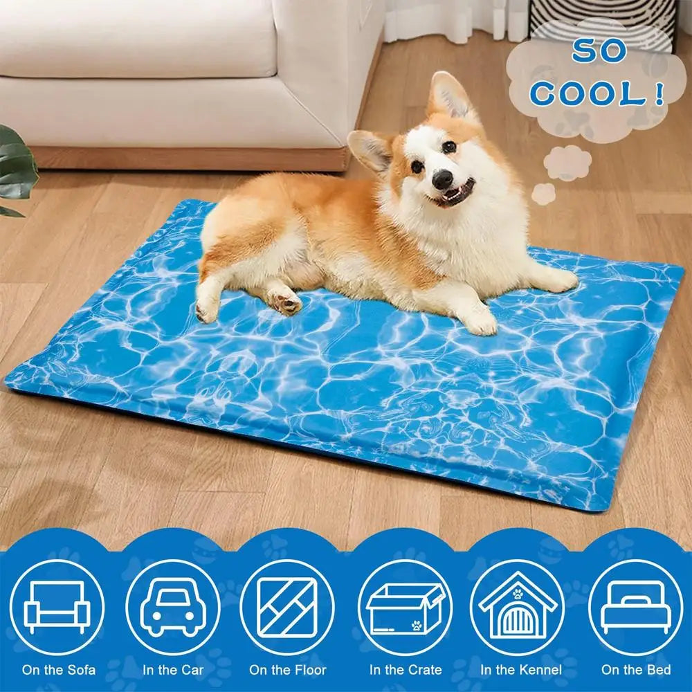 Cooling Dog Bed Pet Blanket Mat Pad Breathable Pad Blanket Puppy Kitten Summer Cool Playing Mat For Small Medium Pets Cats