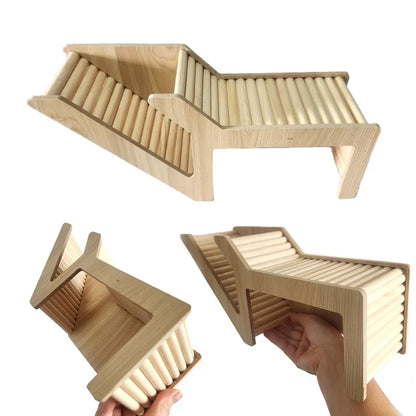 Wood Hamster Hideaway Toy Wooden Hamster House with Climbing Ladder Small Animals Castle Home for Dwarf Mice Gerbils Small Pets