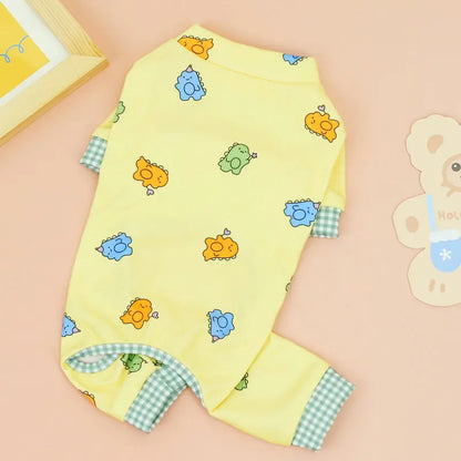 Striped Pet Dog Jumpsuit Spring Autumn Medium Small Dog Clothes Cute Bear Pattern Pet Pajamas Kitten Puppy Sweatshirt Dog Coat