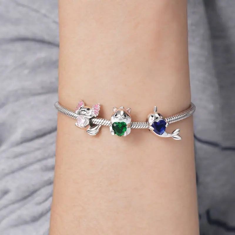 New 925 Silvering Disney Cute Bird Tiger Duck Dog Rabbit Salamander Charm Bead fit Original Bracelet Trinket DIY Women Jewelry