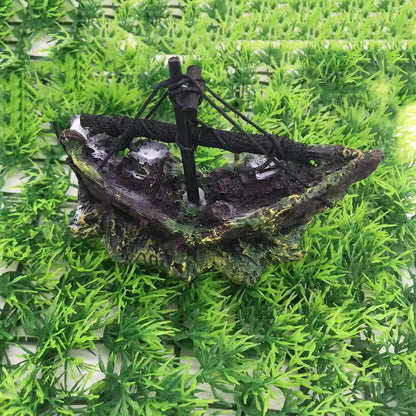 1Pcs Aquarium Decoration Wreck Ship Ornament Sailing Boat Fish Tank Cave Decor Resin Ornaments Landscaping Decor Akvaryum Dekor