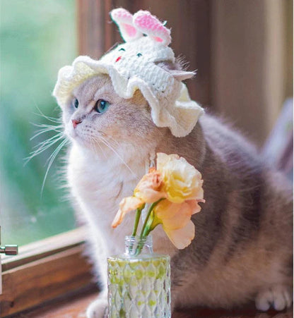 Luxury Design Pet Hat for Small Dogs Knitting Animal Shaped Cosplay Puppy Head Wear Caps New Year Warm Lace Up Cat Accessories