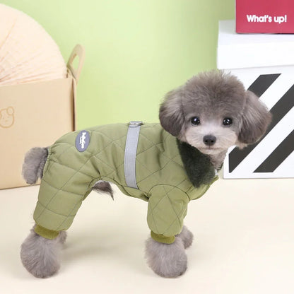 Windproof Dog Jumpsuit Coat Winter Dog Clothes Warm Fur Collar Puppy Cotton Jacket for Small Medium Dogs Pet Chihuahua Costume