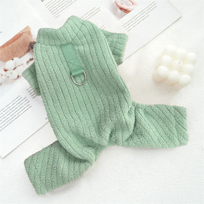 Winter Dog Jumpsuit Solid Pet Clothes for Small Medium Dogs Thermal Fleece Dog Pajamas Onesie Sleepingwear Puppy Overalls