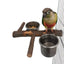 1Set Stainless Steel Birds Parrot Feeder Bowl Round Small Pet Natural Wood Stand Food Water Drinking Feeding Bowl
