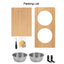 4 Pieces Wooden Wall Mounted Cat Bowl with Small Cat Jumping Pedal for Kitten Climbing and Eating Indoor Pet Furniture