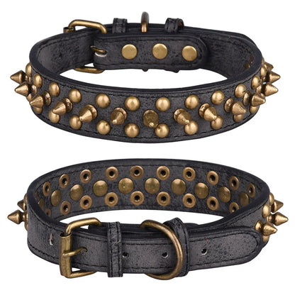 Spiked Dog Collar Mushroom Rivet PU Leather Dog Collars Adjustable Spike Studded Pet Collar for Pitbull Mastiff Husky Rottweiler