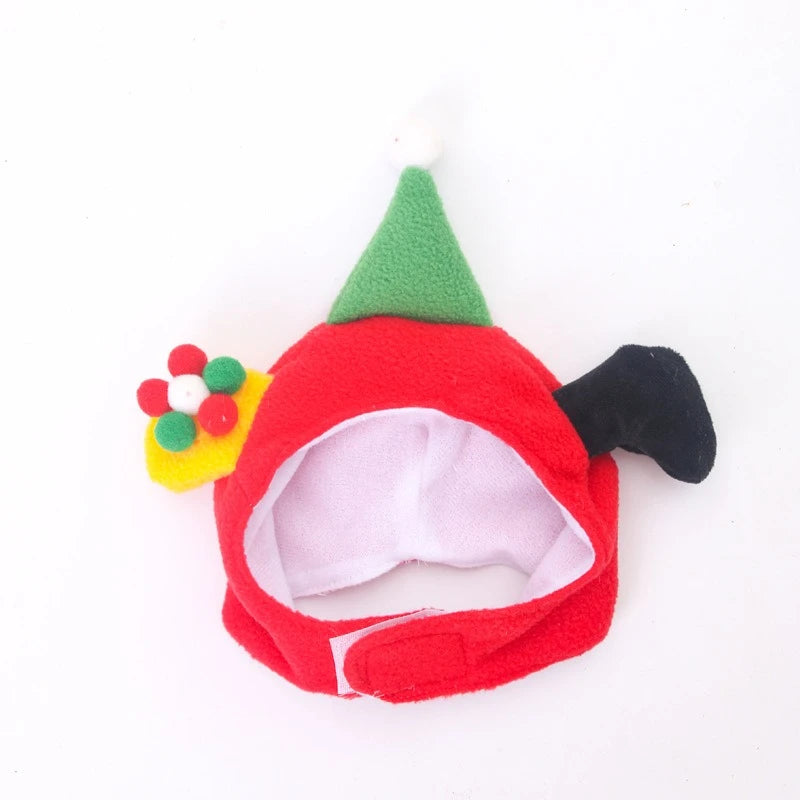 Warm Fleece Cartoon Pet Hat for Cat Christmas Keep Warm York Dog French Bulldog Head Wear Snowman Deer Winter Pet Accessories