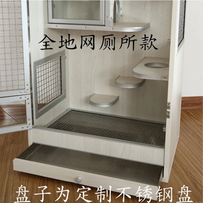 Squirrel Dragon Cat Dog Cat Iron Cage Wooden Cabinet Cage Ecological Board Ice Nest Stainless Steel Net Villa Non-acrylic Cage