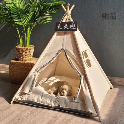 NK0 Internet celebrity ins pet tent teddy kennel corgi dog bed cat litter four seasons medium and small dog semi-closed removabl