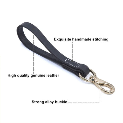 Genuine Leather Short Dog Leash 30cm Short Dog Traffic Lead Leash for Large Medium Dogs Pet Training Walking Leash for Big Dogs