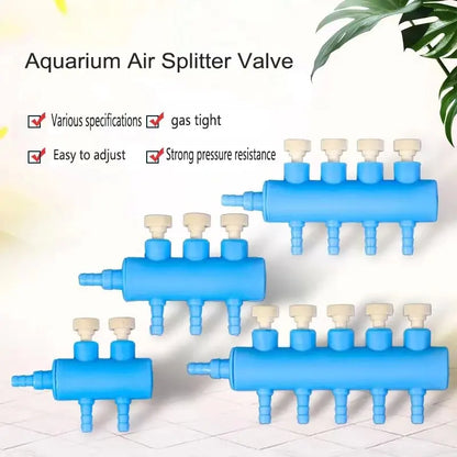 Aquarium Air Splitter Valve Fish Tank Air Pump Flow Splitter Distributor Pump Valve Tap Lever Control Switch Valves Accessories