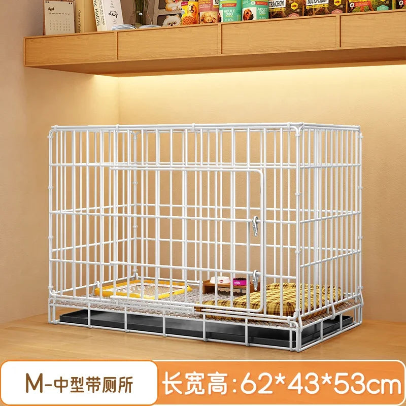 Dog Cage Small Dog Indoor Folding with Toilet Teddy Bigbear Medium Dog Corgi Border Pet Kennel