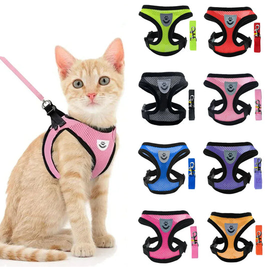 Cat Harness and Leash Escape Proof Adjustable Vest Harnesses for Cats Reflective Cat Harness Breathable Soft Kitty Puppy Harness