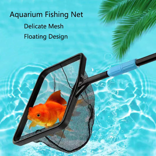 Extendable Long Handle Square Aquarium Fish Tank Fishing Net Landing Net for Catching Fish Shrimp Tank Clean Accessories New