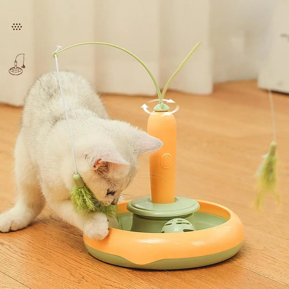 Electric Cat Toy Funny Cat Toys Cat Feather Teaser Multifunctional Indoor Cat Interactive Toy Reusable Electric Kitten Playing