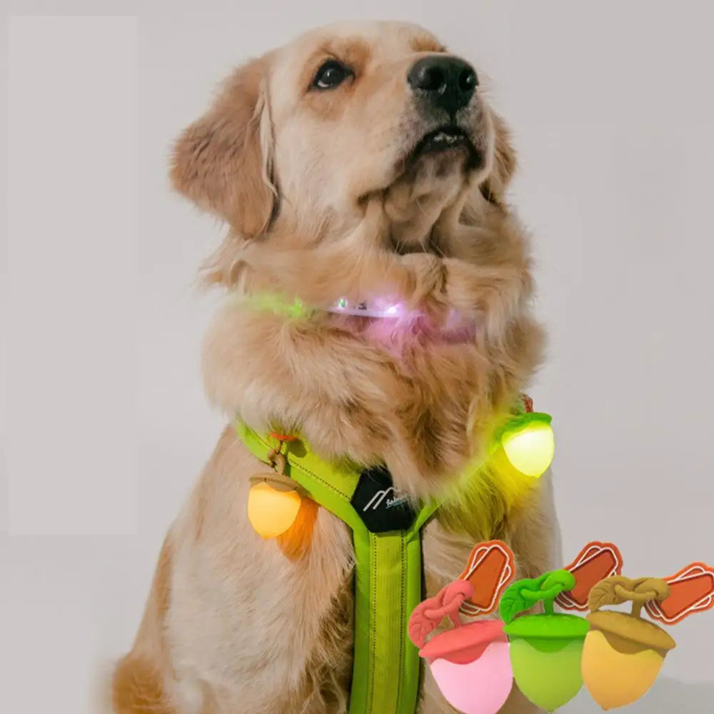 Dog Night Light 3 Flashlight Dog Cat Collar Glowing Pendant Night Safety Pet Leads Necklace Luminoues Bright Decoration Collars