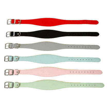 Wide Leather Dog Collar for Small Medium Large Dogs Greyhound Deerhound Lurcher Whippet Dachshund Pet Accessories