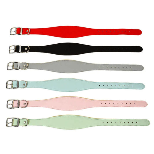 Wide Leather Dog Collar for Small Medium Large Dogs Greyhound Deerhound Lurcher Whippet Dachshund Pet Accessories