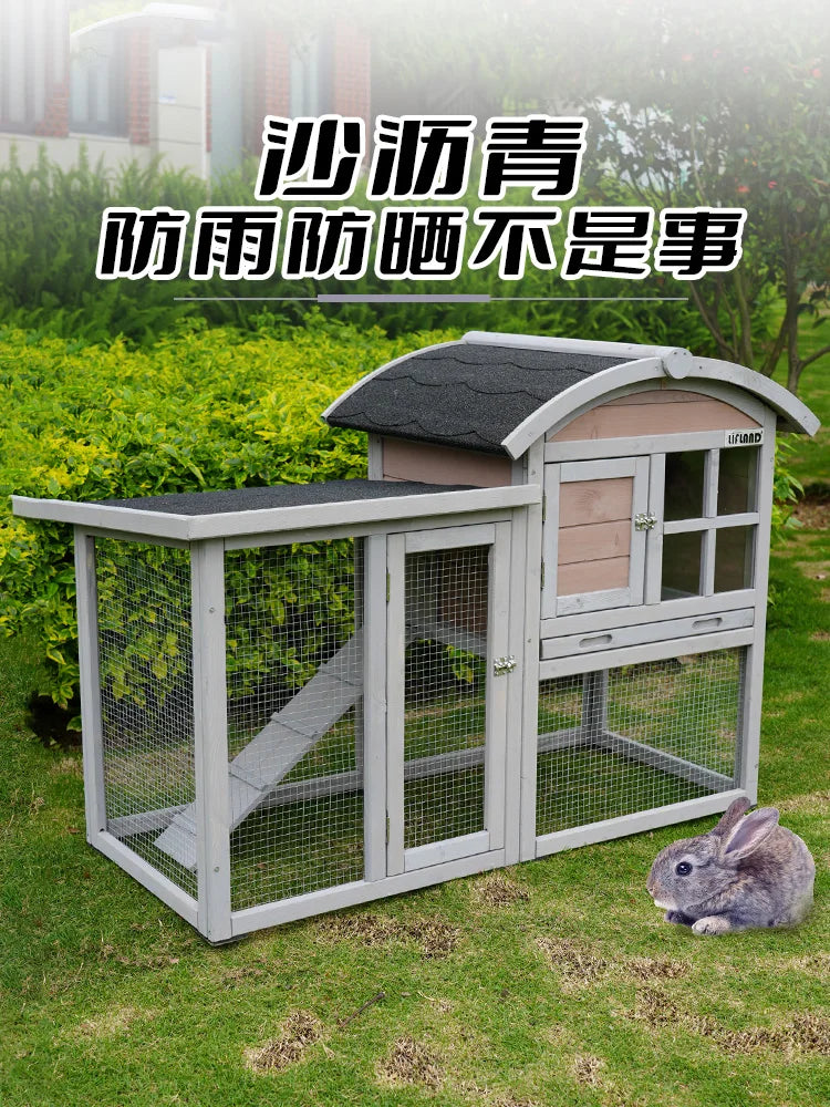 Rabbit Cage Extra Large Small Rabbit Cage Pet Rabbit Housing Outdoor Household Solid Wood Double decker Villa Breeding Cage