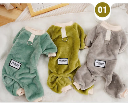 Thermal Flannel Winter Dog Pajamas for Small Dogs Cold Weather Warm Clothes Puppy Onesie Jumpsuit Yorkie Overalls for Dogs