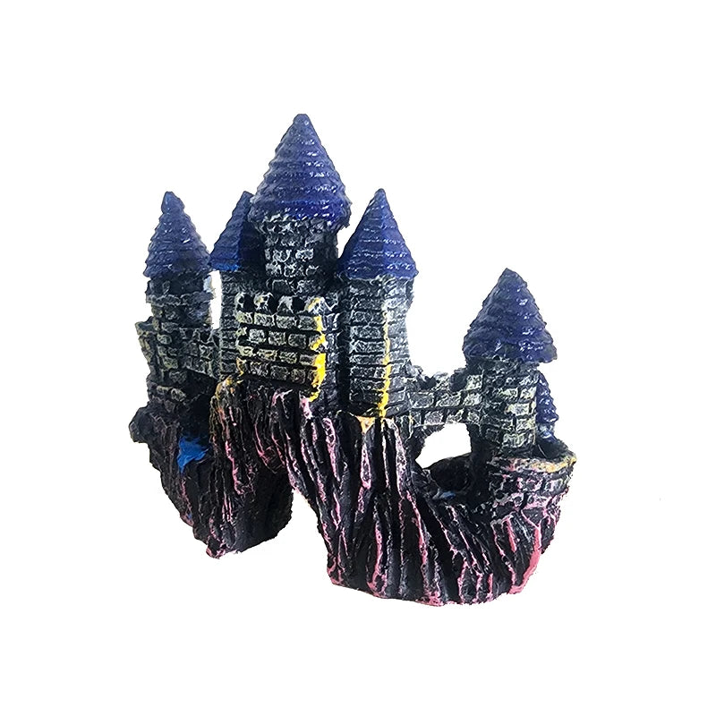 Resin Artificial Fish Tank Ancient Castle Decoration Aquarium Rock Cave Building Decoration Aquatic Landscaping Ornament Decor
