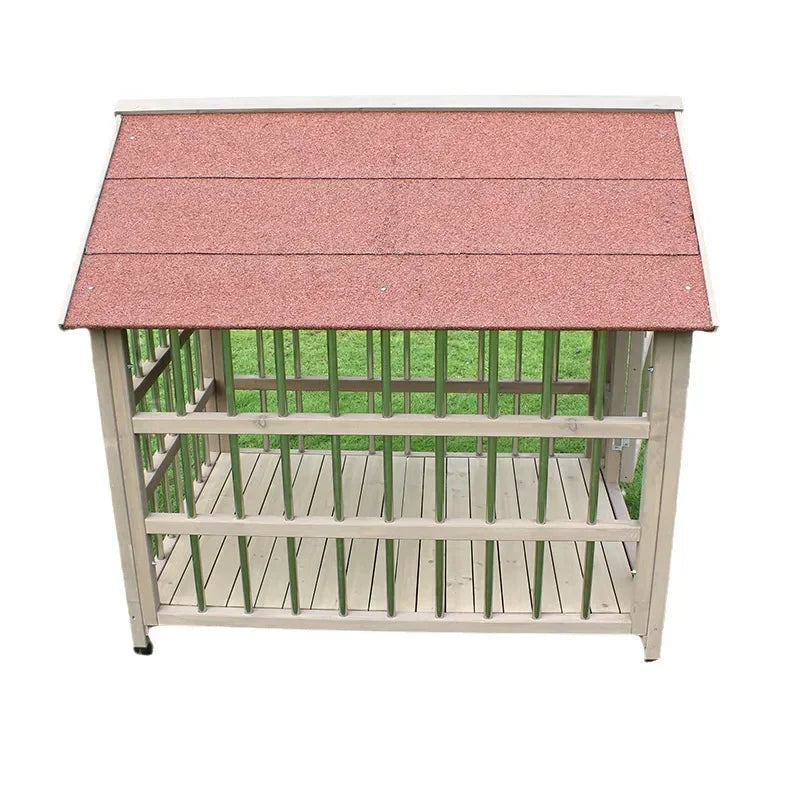 Outdoor Waterproof Solid Wood Stainless Steel Anti-corrosion Kennel Rainproof Large Dog House Golden Retriever Kennel Small Hous