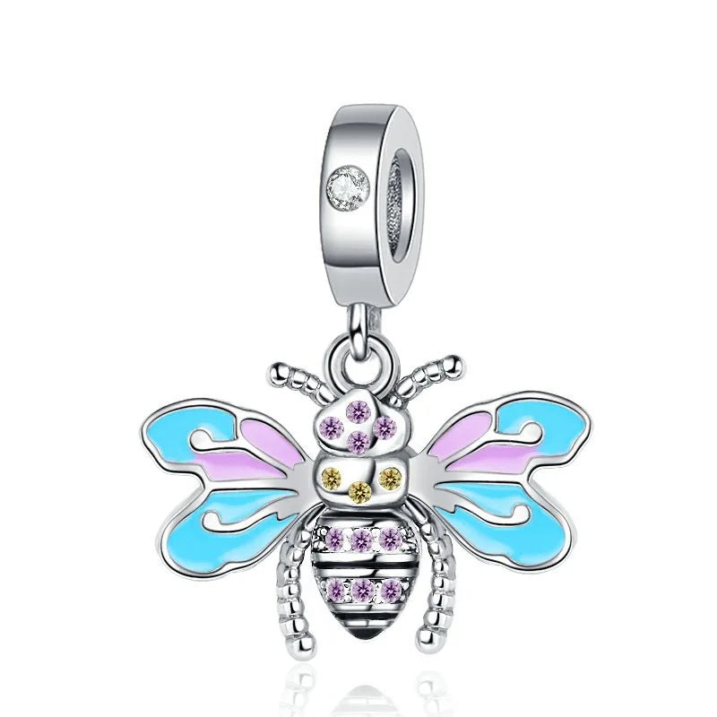 New 925 Sterling Silvering Butterfly Bees Bird Charm of ley 925 Chain Beaded Fit Original Pandora Bracelet DIY Ladies Jewelry