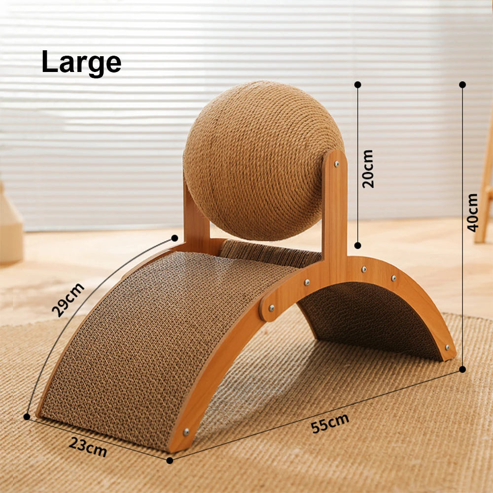 Wooden Cat Scratcher Sisal Cat Scratching Ball 2 In 1 Wear-Resistant Grinding Paw Toy Scratch Board Solid Wood Scraper for Cats