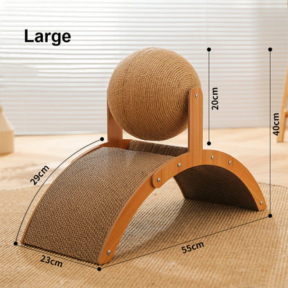 Wooden Cat Scratcher Sisal Cat Scratching Ball 2 In 1 Wear-Resistant Grinding Paw Toy Scratch Board Solid Wood Scraper for Cats