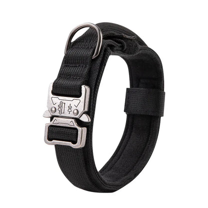 Large Dog Tactical Collar, Soft Padded Adjustable Heavy Duty Military Dog Collar with Control Handle for Medium Large Dogs