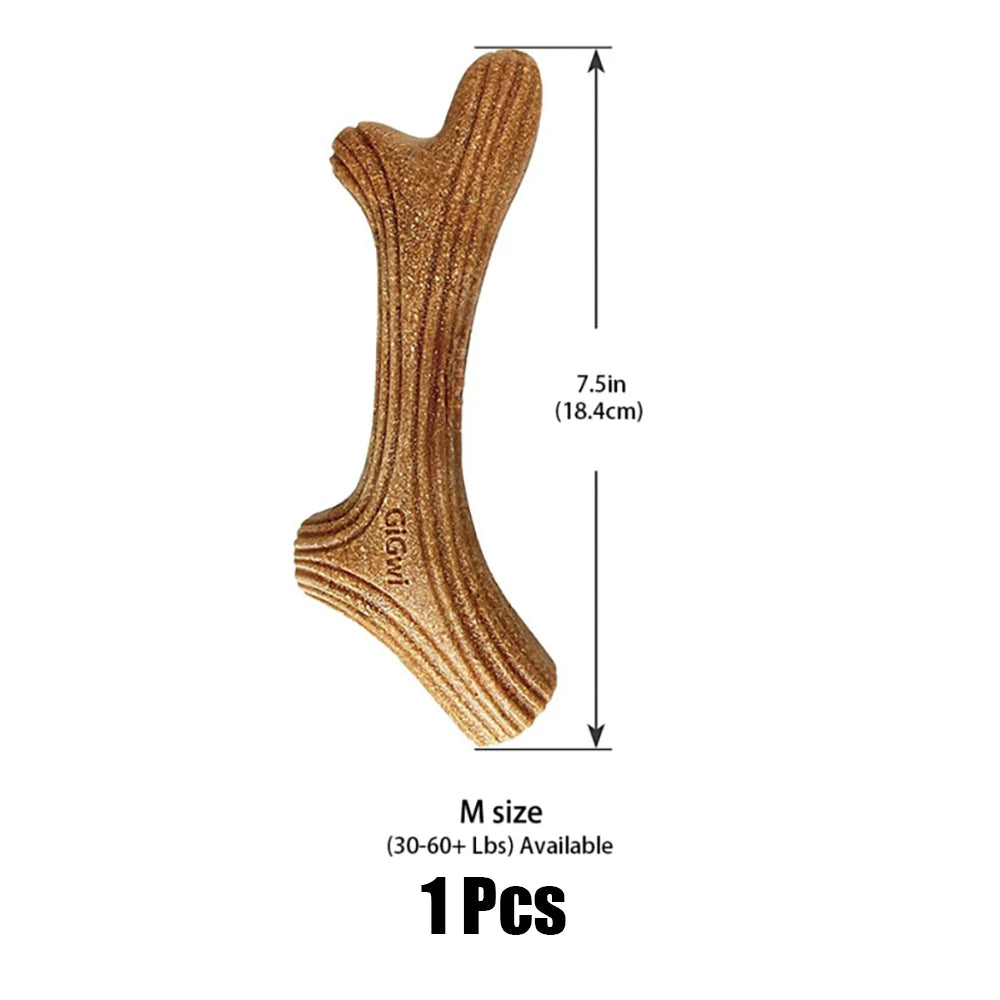 Gigwi Dog Chew Toys Real Wooden Deer Antlers for Aggressive Chewers Large Dog Chewing Indestructible Tough Durable Pet Toys Gift